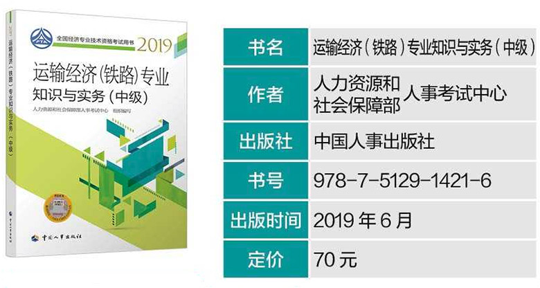 2019年中级经济师《铁路运输》专业考试教材